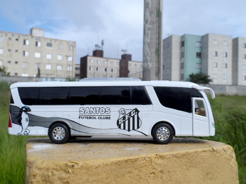 Miniatura Ônibus Santos Fc Time De Futebol - Em Metal 18cm