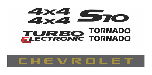 Kit Adesivos Emblemas S10 Tornado 4x4 2007 Preto S10kit58