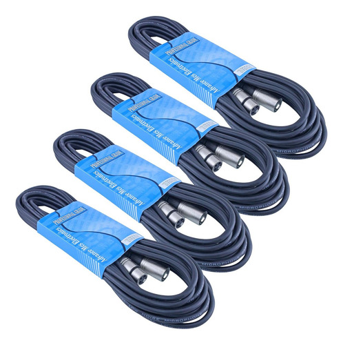 Mcsproaudio 4 Packet 25 Pies Macho A Hembra Cable Xlr De 3 P
