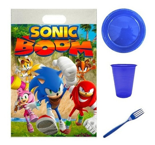6 Pack Cotillón Sonic Boom Cumpleaños Niños Set