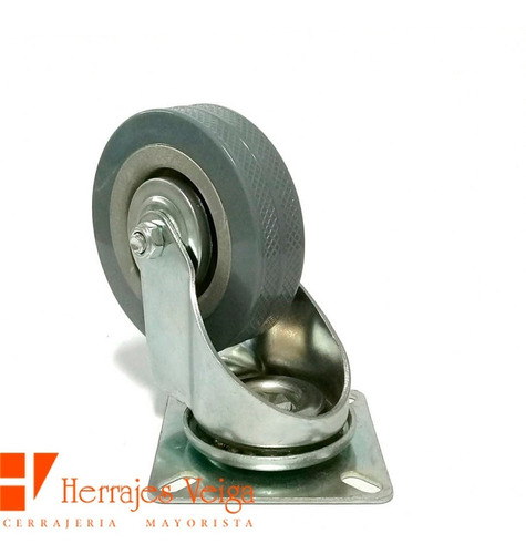 Imagen 3 de 9 de Rueda 75mm Diametro Reforzada Con Base Giratoria Goma Acero