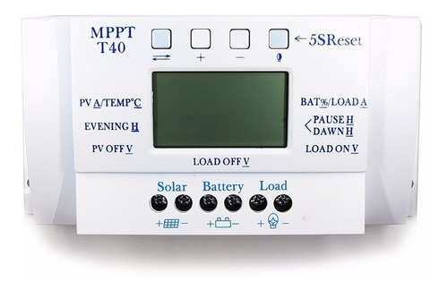 6-controlador De Carga Mppt Solar 40a 12/24v Max 50v Com Usb