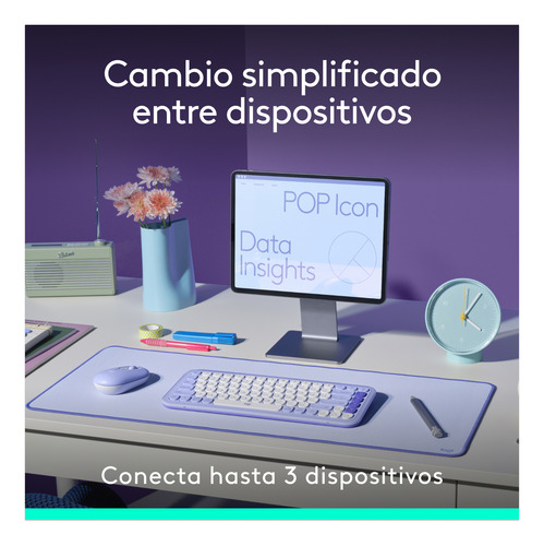 Kit Teclado Y Mouse Logitech Pop Icon, Español, Blanco