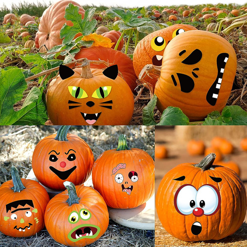 72 Expresiones-kit De Calcomanías De Decoración De Calabaza,