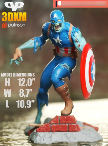 Archivo Stl Impresión 3d - 3dxm - Captain America Zombie