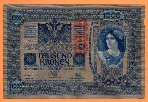 Billete 1000 Coronas Austria Hungría, Pick 59a.1, Año 1919 B