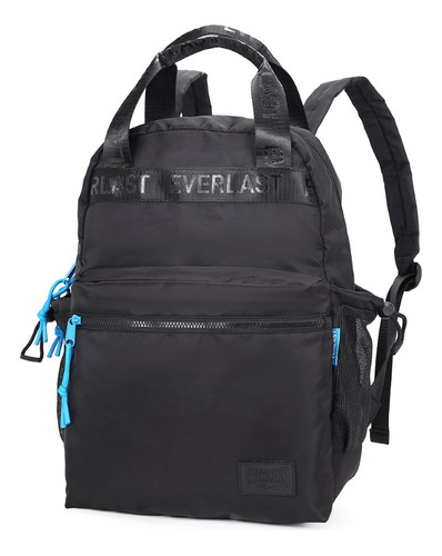 Mochila Everlast Urbana Escolar Unisex Nylon Liviana 21950 Color Negro Diseño De La Tela Liso