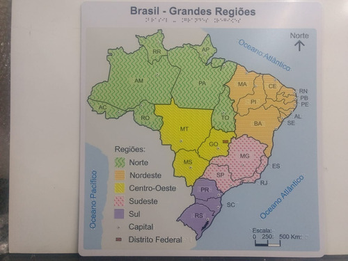 Mapa Do Brasil Tátil Braille E Alto Relevo