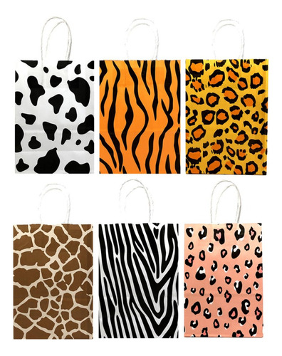 Bolsa De Papel Con Asa Manchas De Tigre X 10 Und - Cotillón