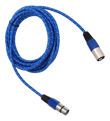 Cable Xlr Para Micrófono, Tejido Azul, 3 Pines, Accesorio Fe