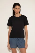 Comprar Remera Tejido Deportivo Manga Corta Negra Mujer Portsaid