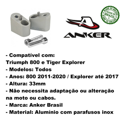 Imagem 2 de 9 de Riser Guidão Anker Triumph Tiger 800 E 1200 Explorer - Todas