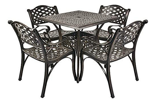 Juego De 2 Sillas De Comedor Bistro Jardin Aluminio Fundido Color Café