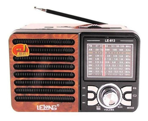 Rádio Retro Portátil 9 Faixas Ondas Curtas Recarregável