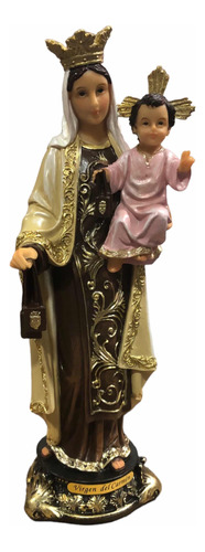 Virgen De El Carmen En Porcelana Italiana 22x9cm Más Novena