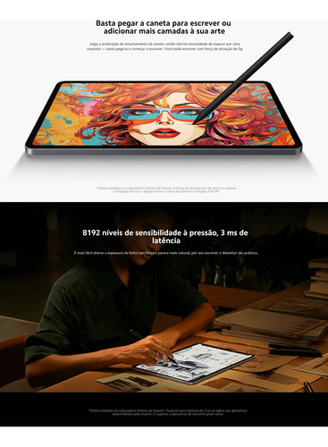 Caneta Stylus Xiaomi Focus Pen Pad 6s Pro, 7 E 7 Pro