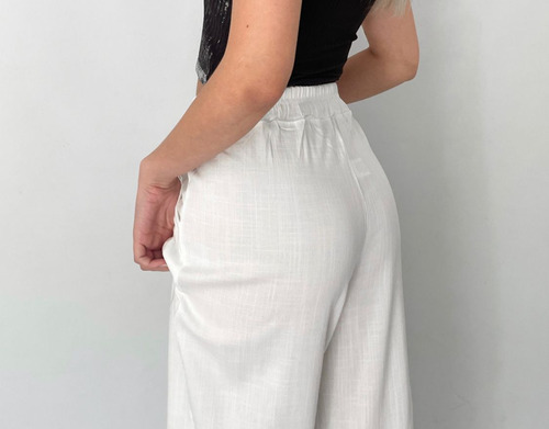 Pantalon Palazzo De Oficina Lino Elastizado Mujer