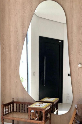Espelho Organico Moderno 150x60 Grande 4mm Lapidado Moldura Lapidado Sem Moldura