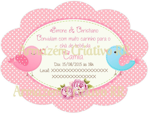 Imagem 5 de 6 de Arte Digital Personalizada Convite Passarinhos Chá De Bebê