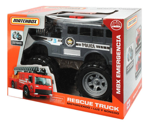 Matchbox Rescue Truck Policia Motorizado + Luz Y Sonido