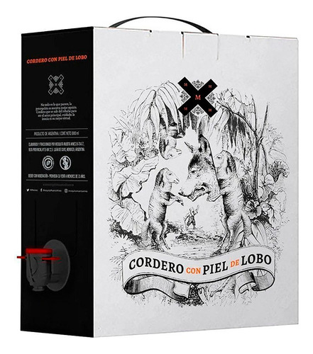 Vino Cordero Con Piel De Lobo Bag In Box Cabernet S. 3 Lts