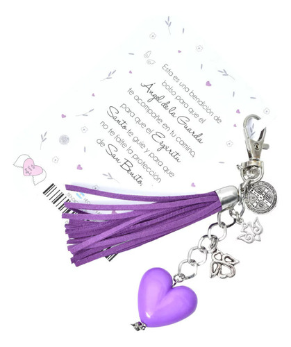 Bendición Protector Llavero De Bolso Con Dijes Salve Regina Violeta