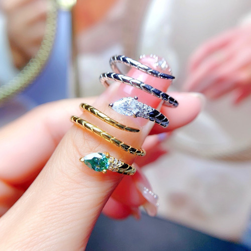 Anillo Serpiente Snake Trendy Ajustable Baño Oro