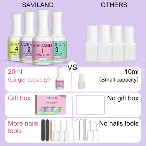 Saviland Juego De Polvo De Inmersión Líquido De 20 Ml, 11 Pi