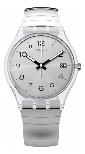 Relógio de aço inoxidável Swatch Silverall Original Gm416b de 3 Atm