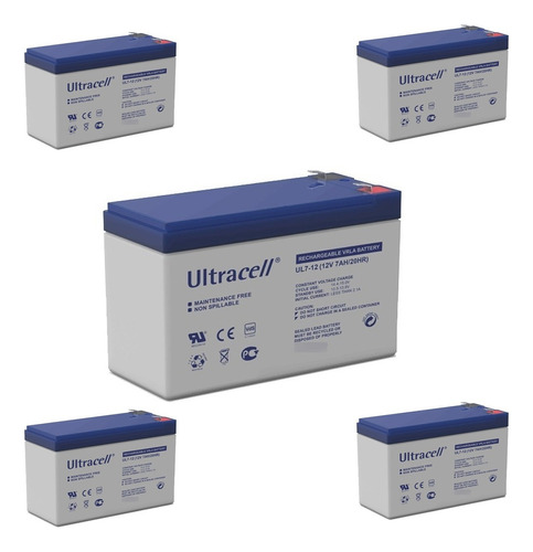 Bateria Gel Ultracell 12v 7ah Recargable Alarma Ups Pack X5