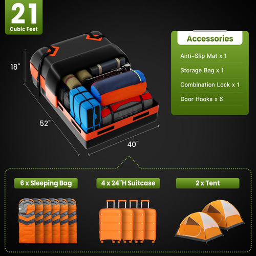 Bolsa De Techo Para Coche 21 Pies Cúbicos, Equipaje Impermea