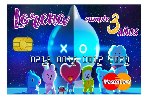 25 Invitaciones Tipo Tarjeta De Credito De Bt21 Tata Chimmy 