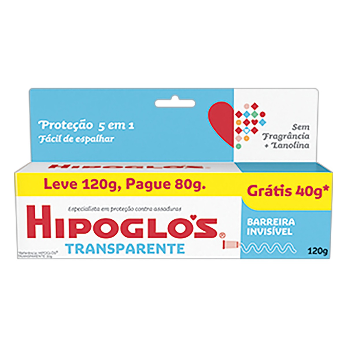 Creme Preventivo de Assaduras Transparente Hipoglós Caixa Leve 120g Pague 80g