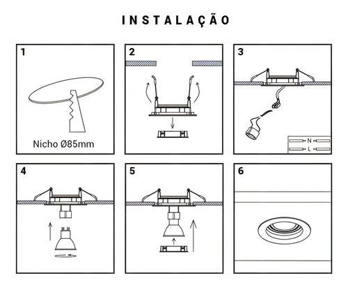 Spot Decor Redondo Black + Decker Embutir Mr16 Conector Gu10 Cor Branco Voltagem