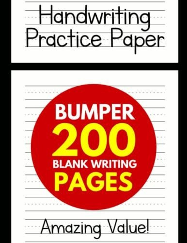 Book : Handwriting Practice Paper For Kids Bumper 200-page.