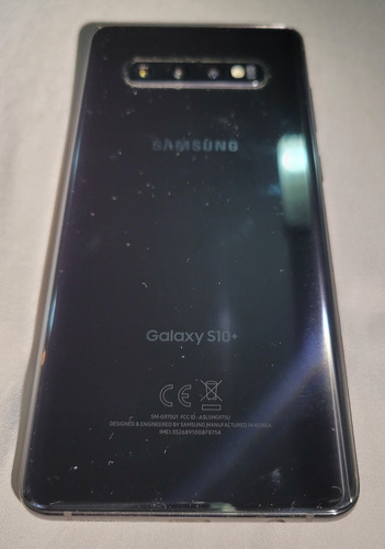 Celular Samsung S 10+ Usado. Detalle En Pantalla 2 Líneas Negro