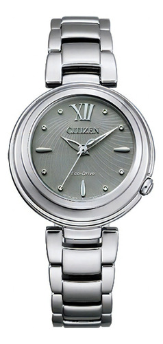 Reloj Citizen Ecodrive Analog Em033853h Mujer Color De La Malla Plateado Color Del Bisel Plateado Color Del Fondo Verde