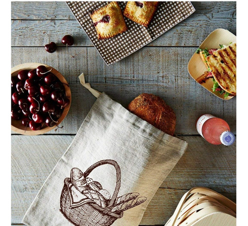 Bolsas Para Pan De Lino Natural, Paquete De 2, Grandes, 11 X