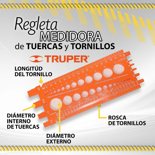 Regleta Medidora De Tuercas Y Tornillos Truper /regla/ 09788