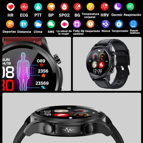 Reloj Inteligente Hombre Deportivo Com Glucosa Sangre Ecg