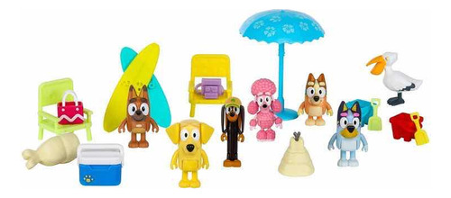 Bluey Y Sus Amigos Set Deluxe Playa Multipack Figuras