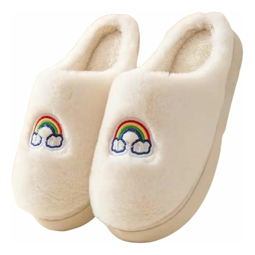 Pantuflas Con Chiporro Polar Suaves Arcoíris Invierno