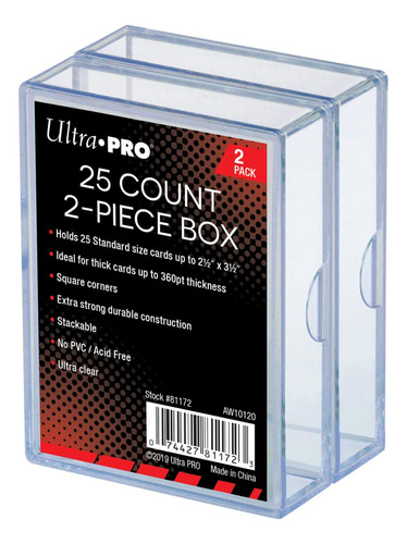 Ultra Pro 25count Caja De Plastico De 2 Piezas Paquete De 2