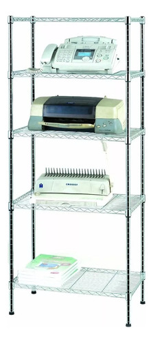 Estantería Cromada De 5 Niveles Regulables 60x35x150 Plateado