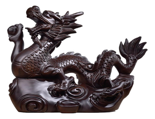 Figura De Dragón De Año Nuevo Chino Tallada En Madera-1pcs