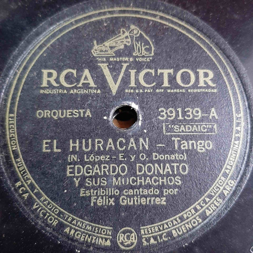 Pasta Edgardo Donato Sus Muchachos Gutierrez Rca Victor C379