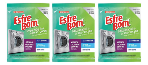 Kit 3 Limpa Máquina De Lavar Roupas Esfrebom 80g 