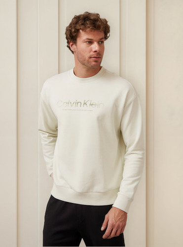 Polerón Diffused Logo Blanco Calvin Klein