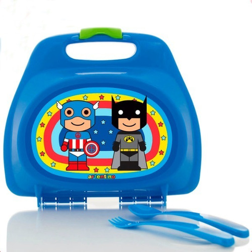 Lunchera Valija Infantil Con Cubiertos Superheroes