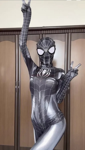 Traje Negro Mujer Araña Spiderwoman Venom Con Máscara